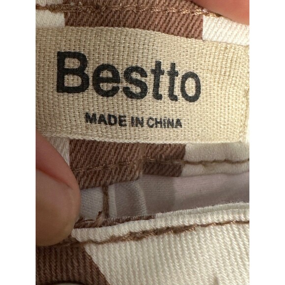 Bestto Women’s Pants S Brown White Stripe Flare Bell Bottom 70s Retro Y2K Style - Picture 3 of 13